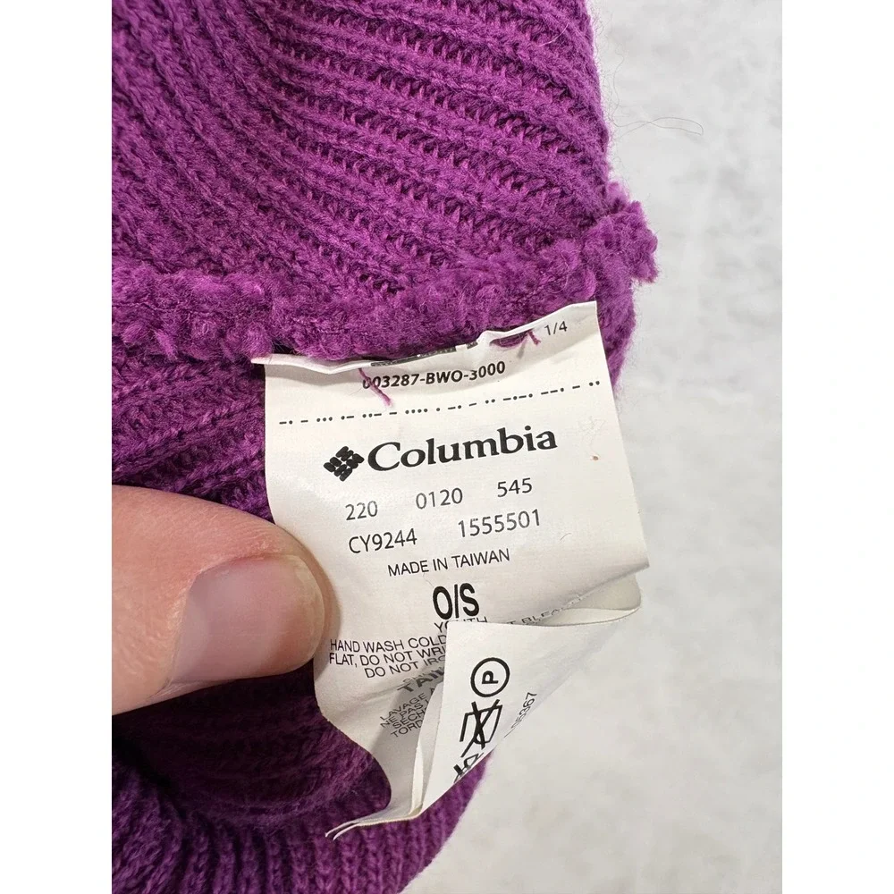 Columbia Youth Purple Ribbed Knit Beanie Hat CY9244 One Size OS